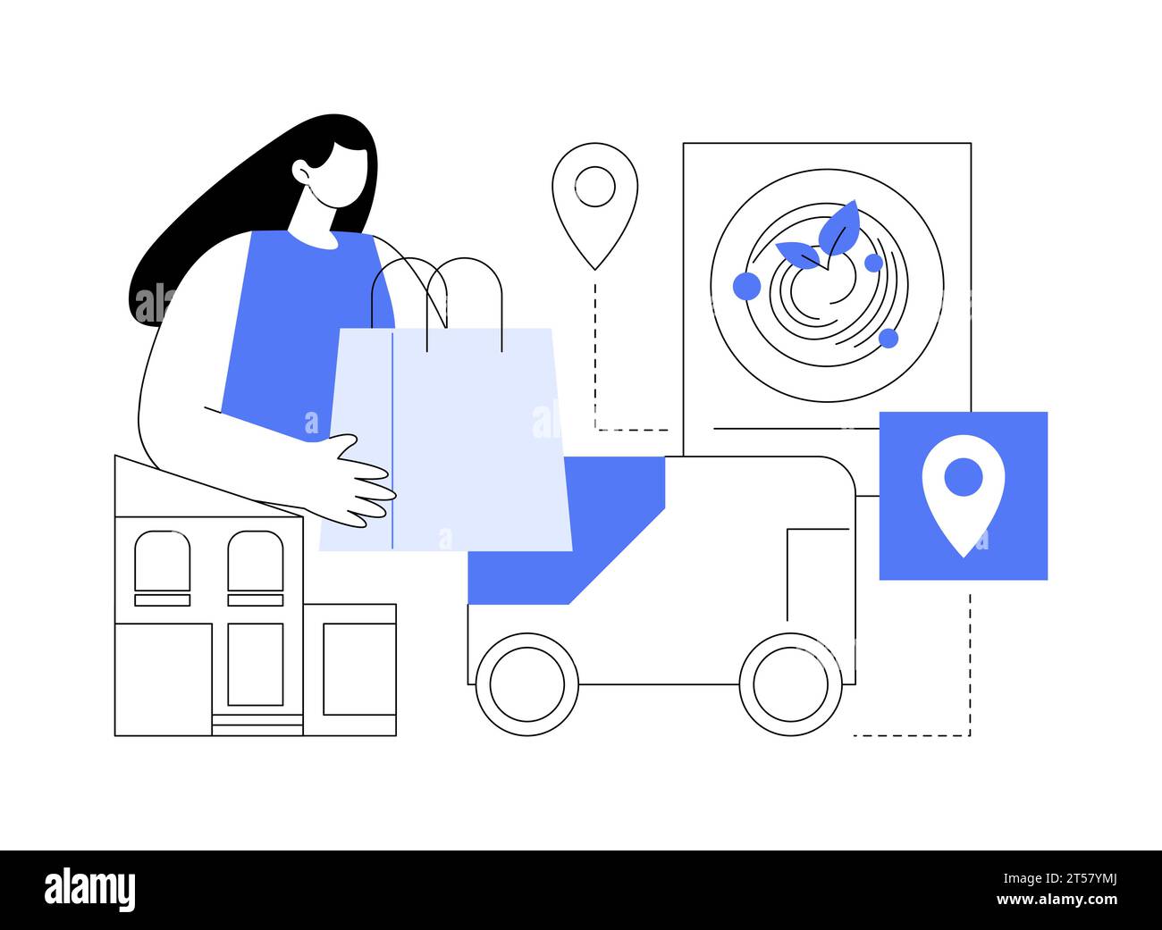 Nahrungsmittellieferroboter isolierte Cartoon-Vektor-Illustrationen. Stock Vektor