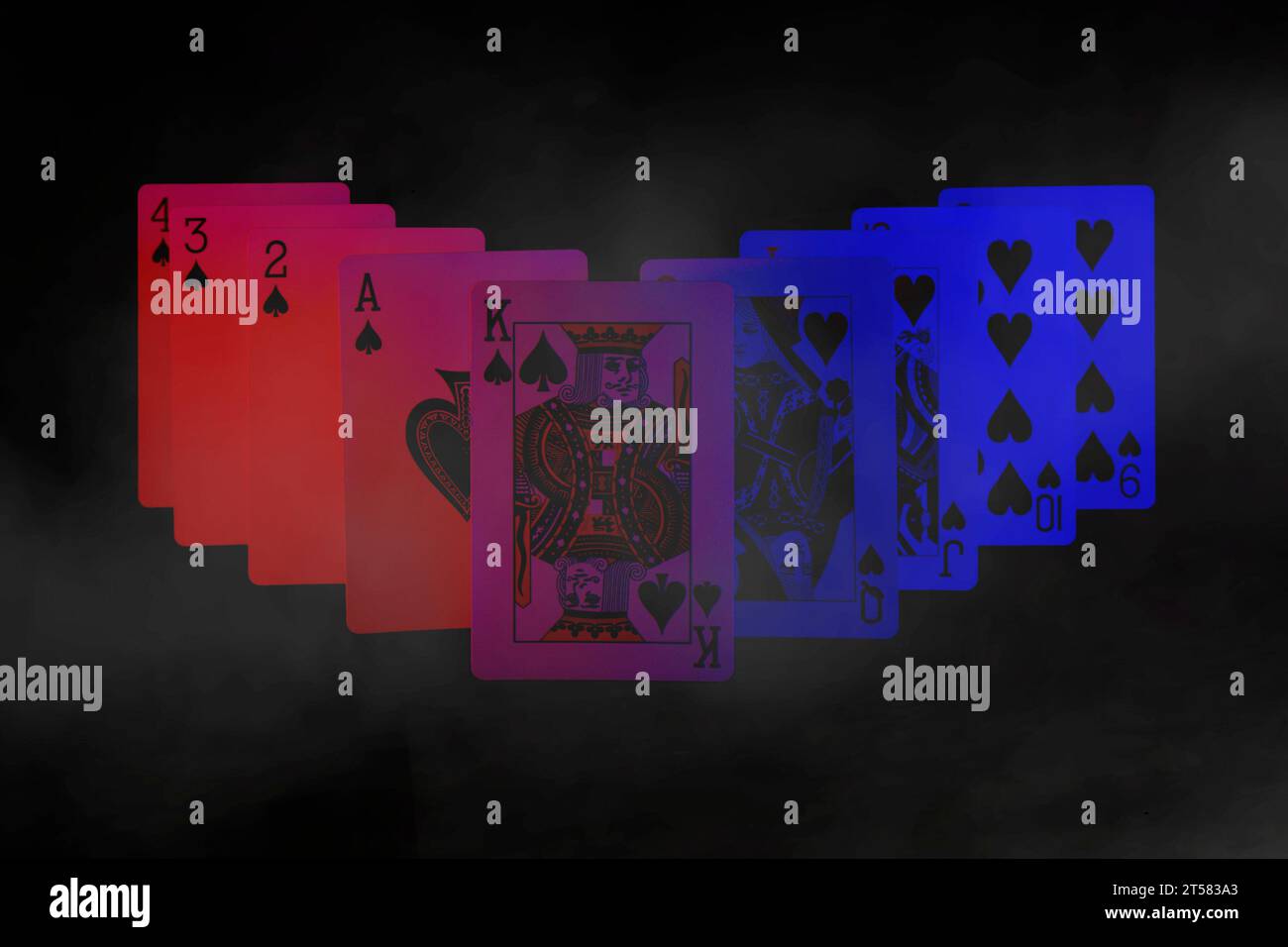 Spielkarten HD-Hintergrundbild Rotblaulicht Fotografie in hoher Auflösung Stockfoto