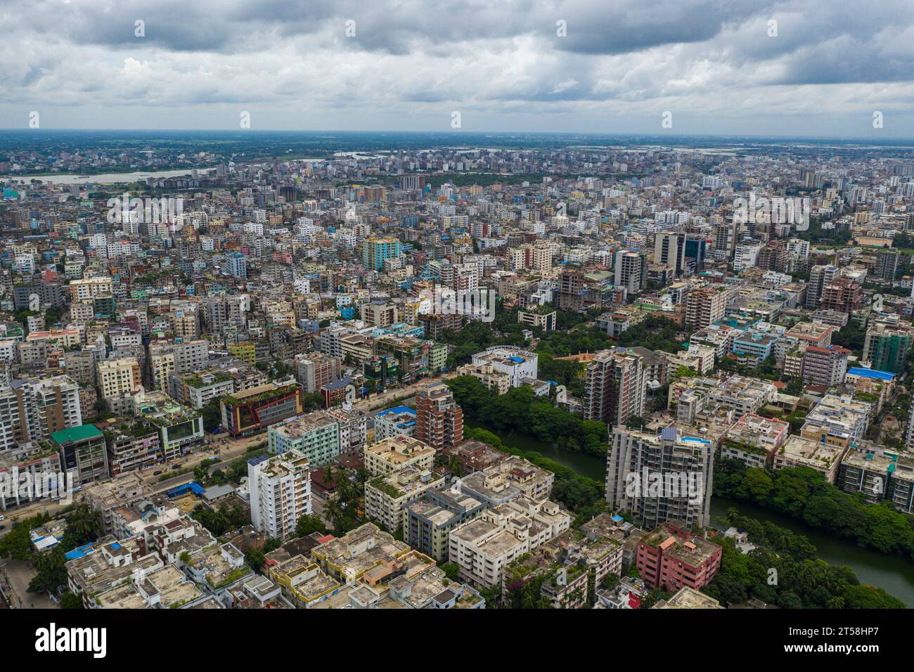 Dhaka, Bangladesch. Aus der Vogelperspektive von Dhaka, der Hauptstadt von Bangladesch. Stockfoto