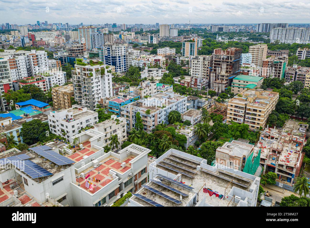 Dhaka, Bangladesch. Aus der Vogelperspektive von Dhaka, der Hauptstadt von Bangladesch. Stockfoto