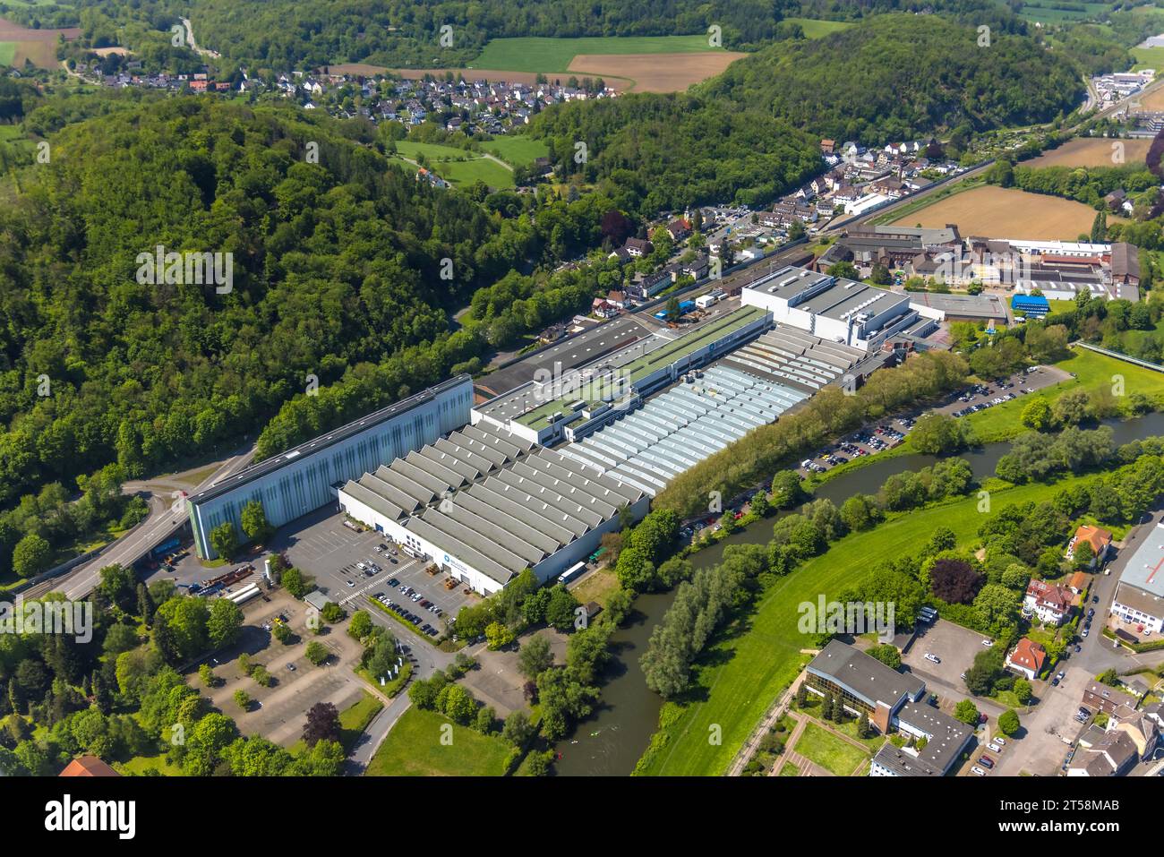 Luftbild, Bilstein Group, im Weinhof, Hohenlimburg, Hagen, Sauerland, Nordrhein-Westfalen, Deutschland, DE, Europa, Handelsunternehmen, Commerc Stockfoto