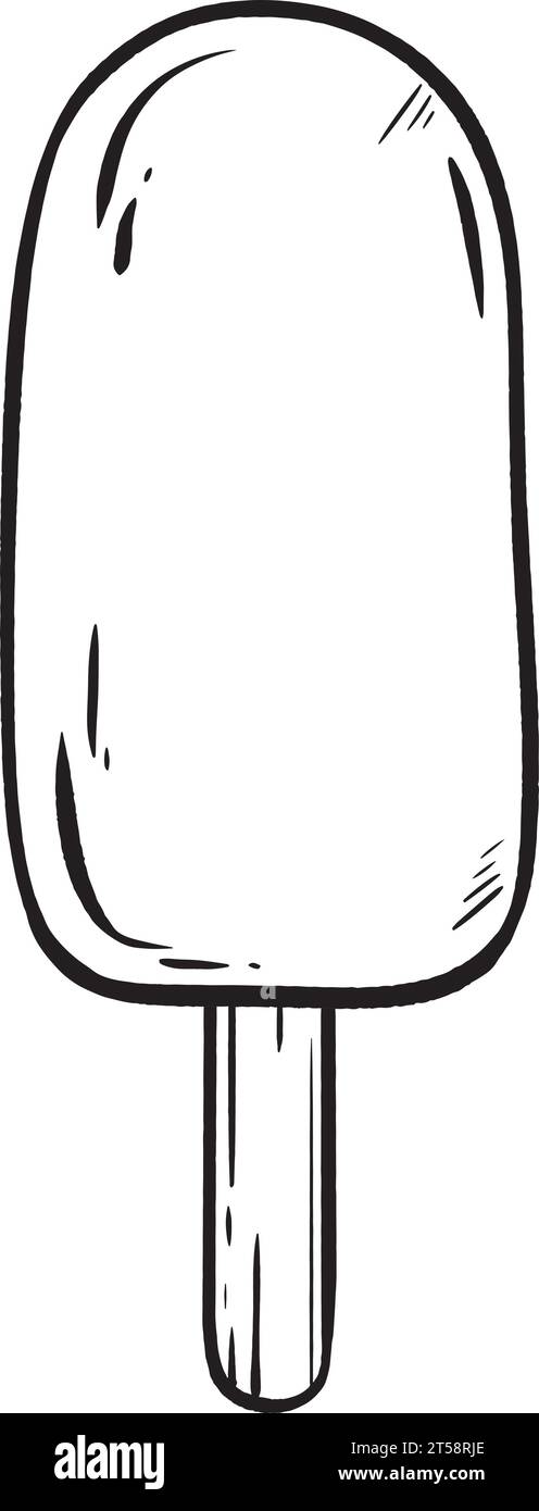 Vektor-Illustration eines köstlichen Schokoladeneises auf einem Stock. Ein kalter, süßer Leckerbissen auf Holzbasis, perfekt für Kinder und Dessertliebhaber Stock Vektor
