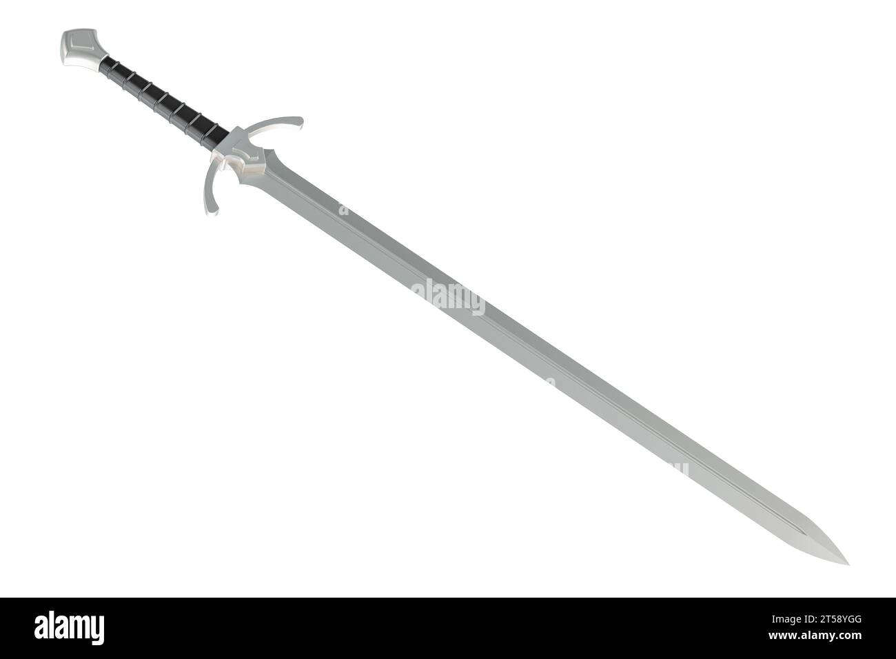 Squire Sword, 3D-Rendering isoliert auf weißem Hintergrund Stockfoto