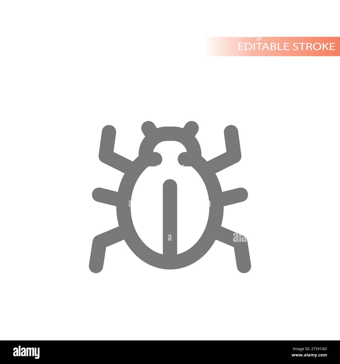 Einfaches Zeilensymbol für Käfer oder Käfer. Scarab, Insekt oder Computervirus-Symbol. Stock Vektor