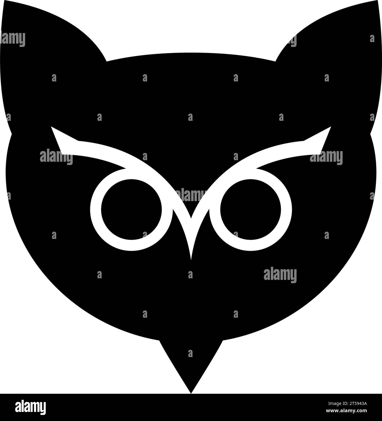 Nachtschwärzkopf, nächtlicher Greifvogel. Abbildung des Symbols für den flachen Vektor. Einfaches schwarzes Symbol auf weißem Hintergrund. Eulenkopf, nachtaktives Raubvogelzeichen Stock Vektor