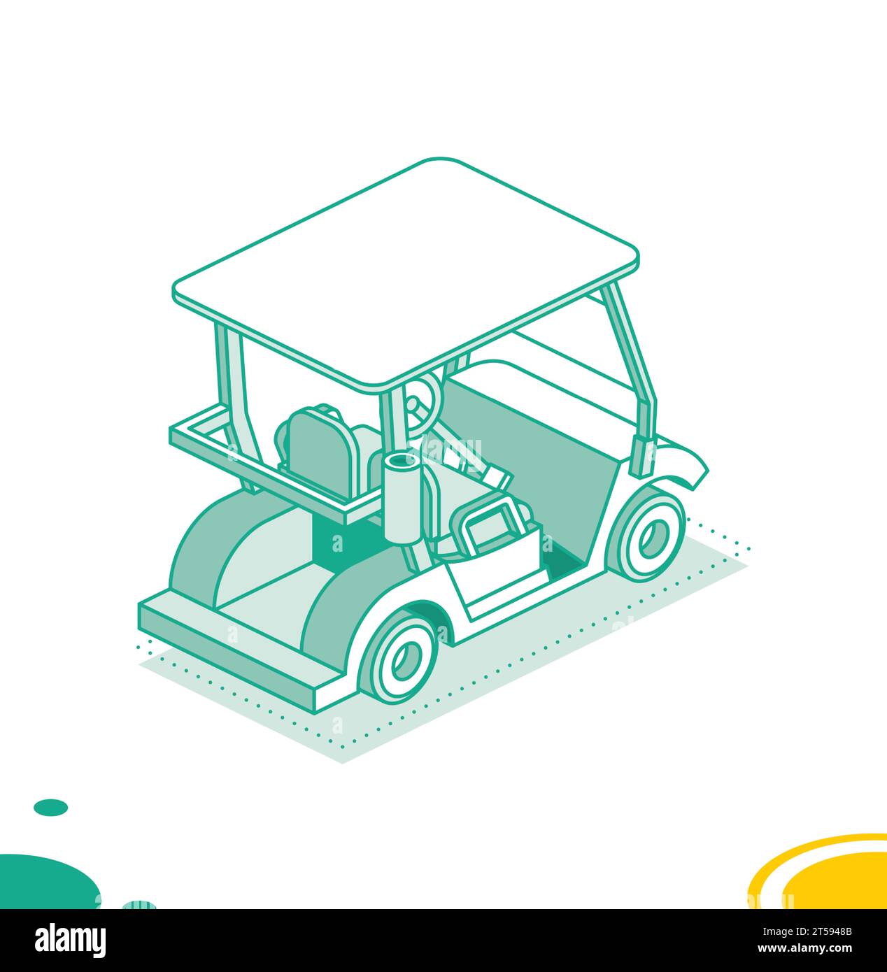 Golfwagen isoliert auf weißem Hintergrund. Isometrisches Golfwagensymbol. Vektorabbildung. Stock Vektor