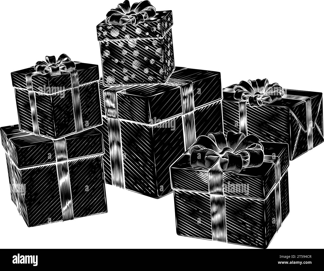 Weihnachtsgeschenke Geburtstagsgeschenke Kartons Stapel Stock Vektor