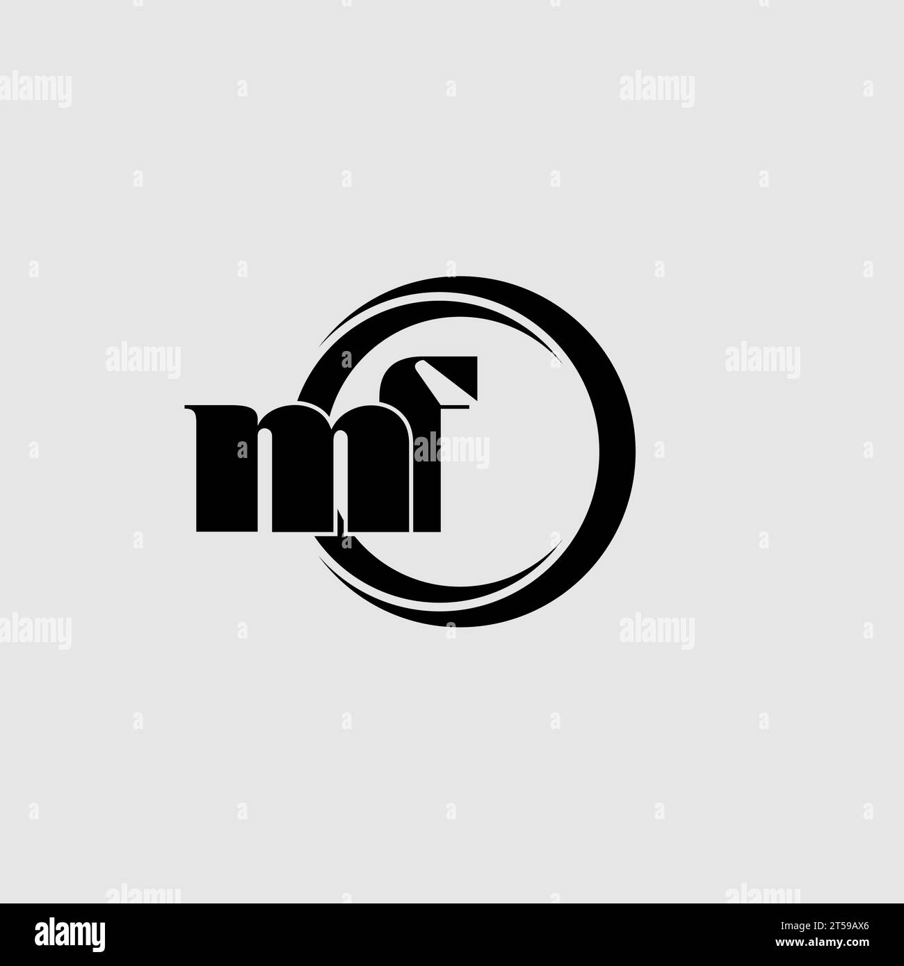 Buchstaben MF einfache kreisförmige Logovektorgrafik Stock Vektor