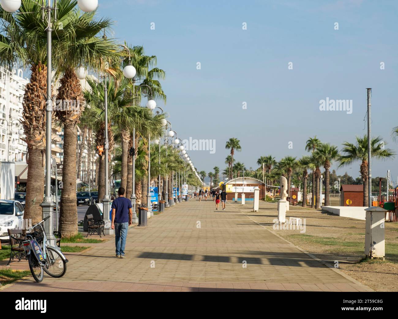 Finikoudes Promenade, Larnaca, Zypern. Stockfoto