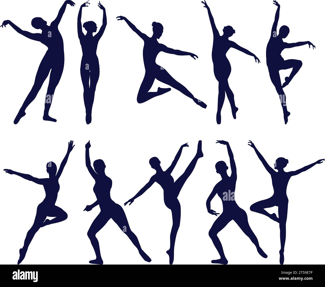 Tänzerin-Silhouette im flachen Tanz Stock Vektor