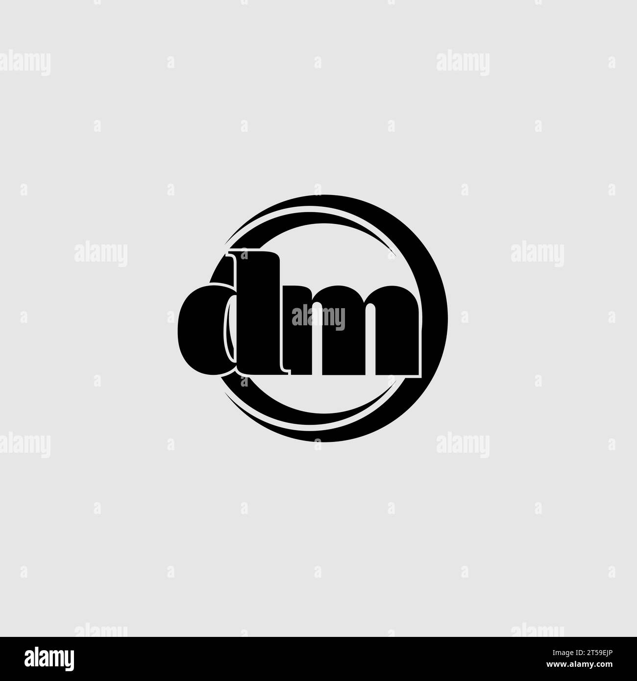 Buchstaben DM einfache kreisförmige Logovektorgrafik Stock Vektor