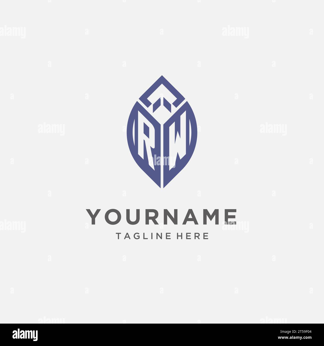 RW-Logo mit Blattform, klares und modernes Monogramm-Initial-Logo-Vektorgrafik Stock Vektor