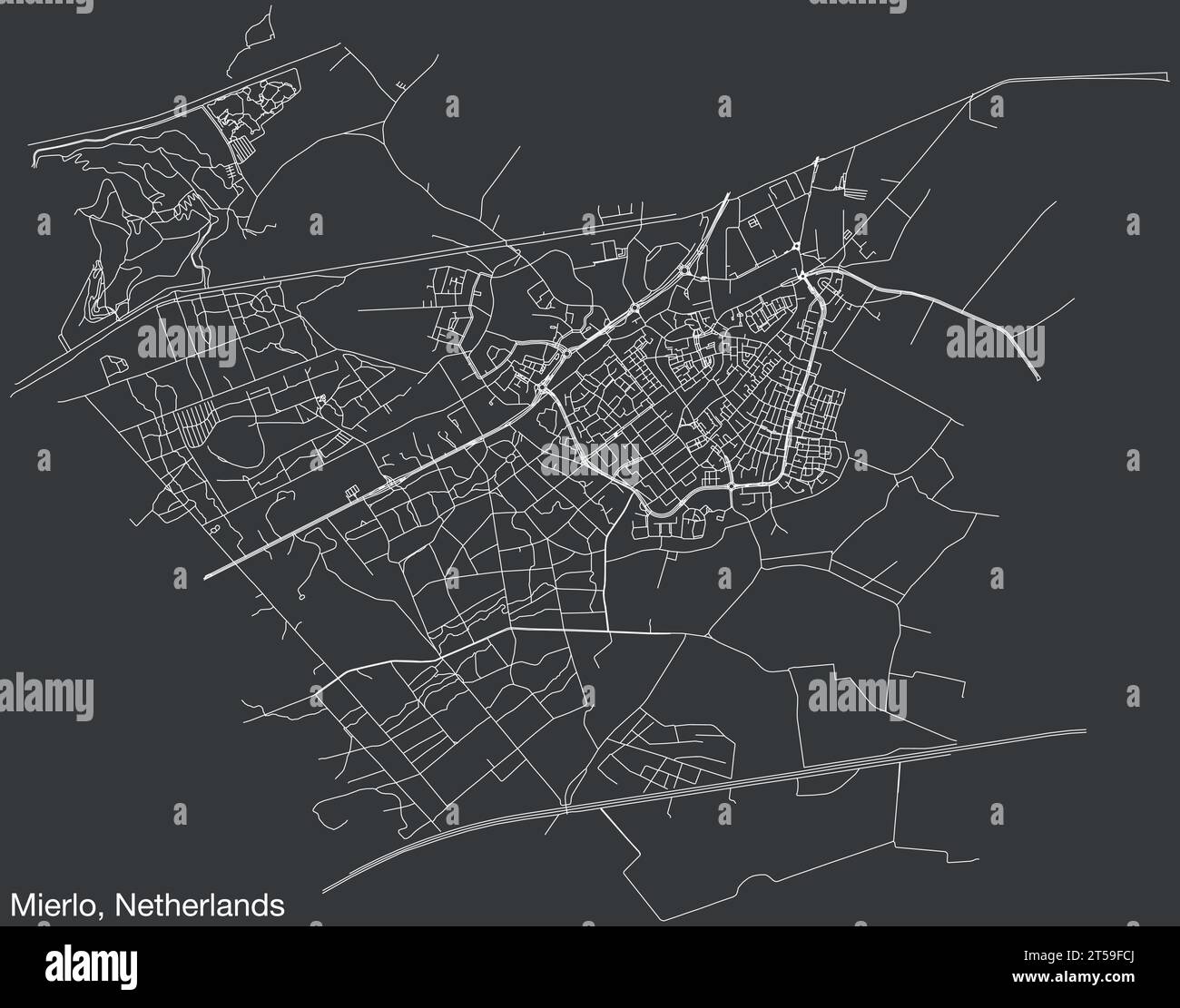 Straßenkarte von MIERLO, NIEDERLANDE Stock Vektor