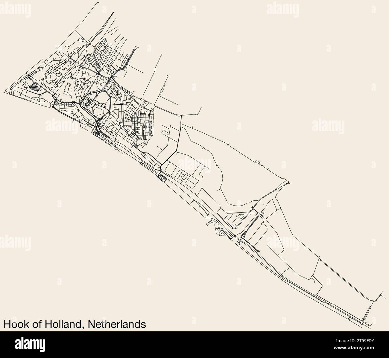 Straßenkarte von HOEK VAN HOLLAND, NIEDERLANDE Stock Vektor