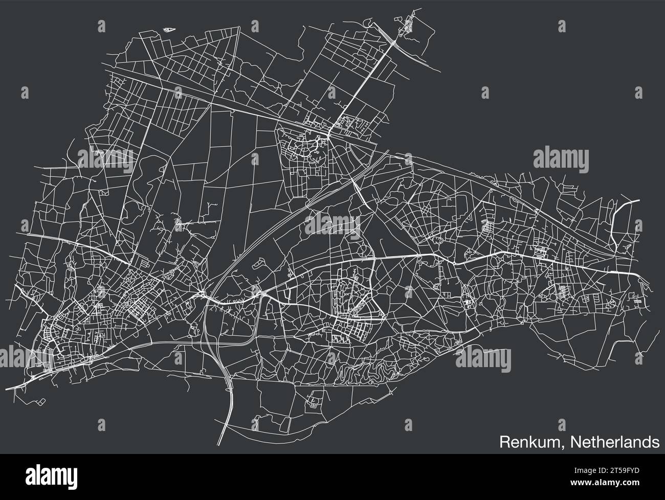 Straßenkarte von RENKUM, NIEDERLANDE Stock Vektor
