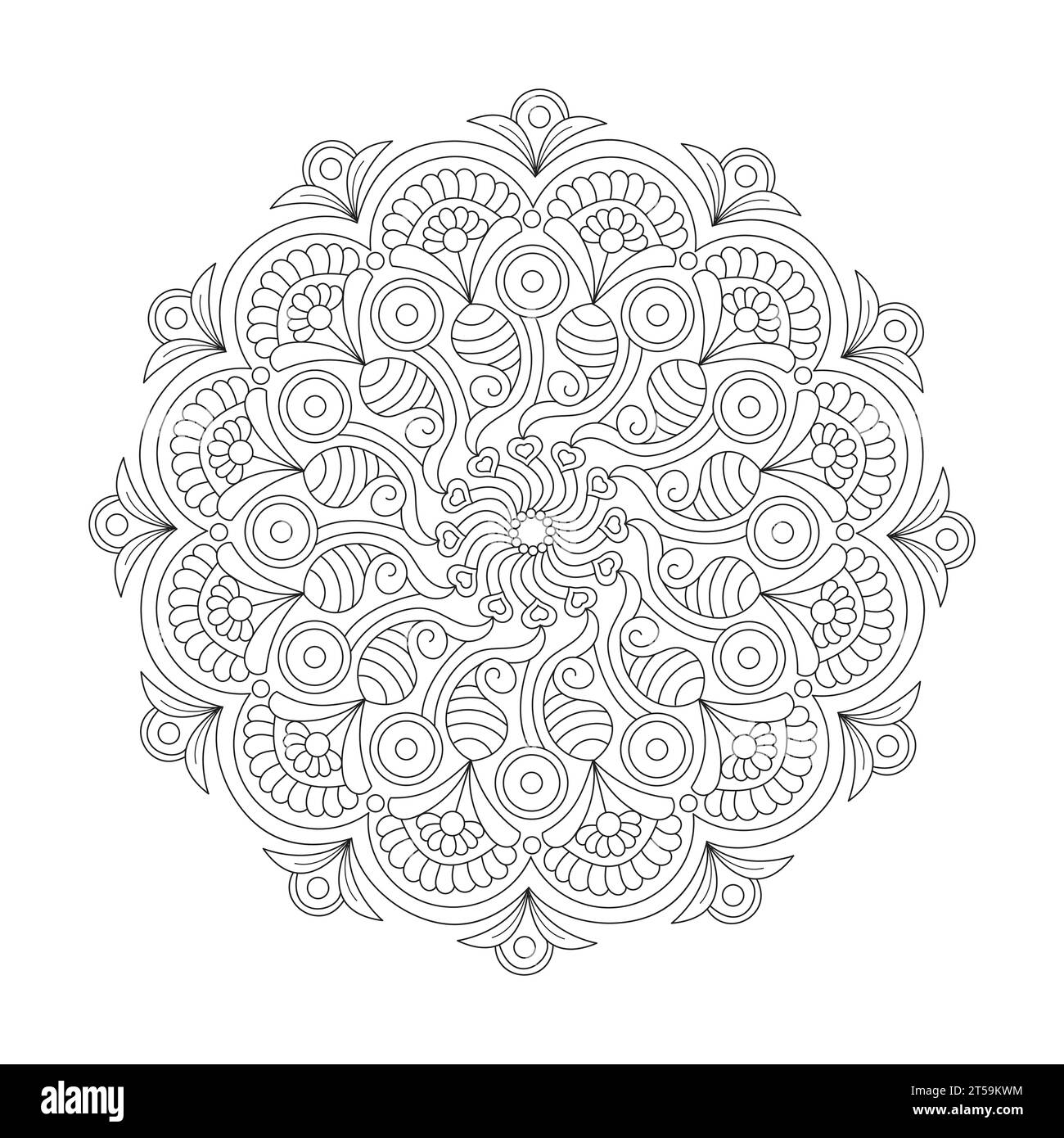 Kosmische Leinwände rotieren die Malbuchseite für das KDP-Buchinnere, die Fähigkeit zum Entspannen, Gehirnerlebnisse, harmonischer Hafen, friedliche Porträts, Stock Vektor