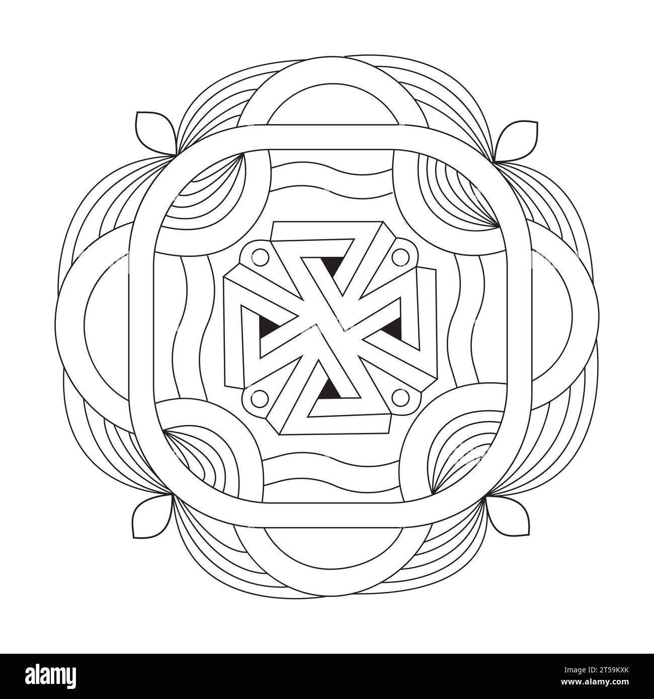 Keltische Malbuch-Mandala-Seite für KDP-Buch-Innenraum, Fähigkeit zum Entspannen, Gehirnerlebnisse, harmonischer Hafen, friedliche Porträts, Blühende Schönheit Stock Vektor