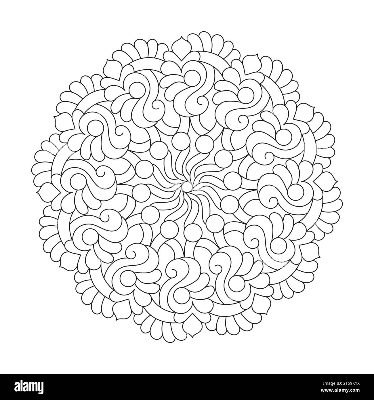 Erwachsene Elemental Mandalas Malbuch Mandala Seite für KDP Buch innen, Fähigkeit zu entspannen, Gehirn Erfahrungen, harmonische Haven, friedliche Porträts, Stock Vektor