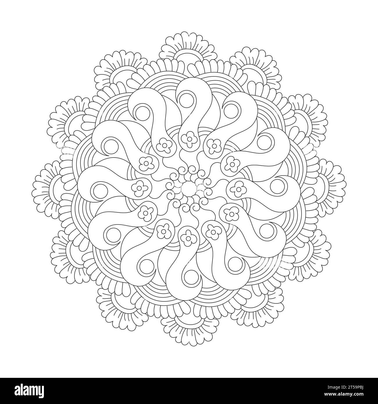 Kristallkreise drehen sich die Manala-Seite für das KDP-Buch, die Fähigkeit zum Entspannen, Gehirnerlebnisse, harmonischer Hafen, friedliche Porträts, Stock Vektor