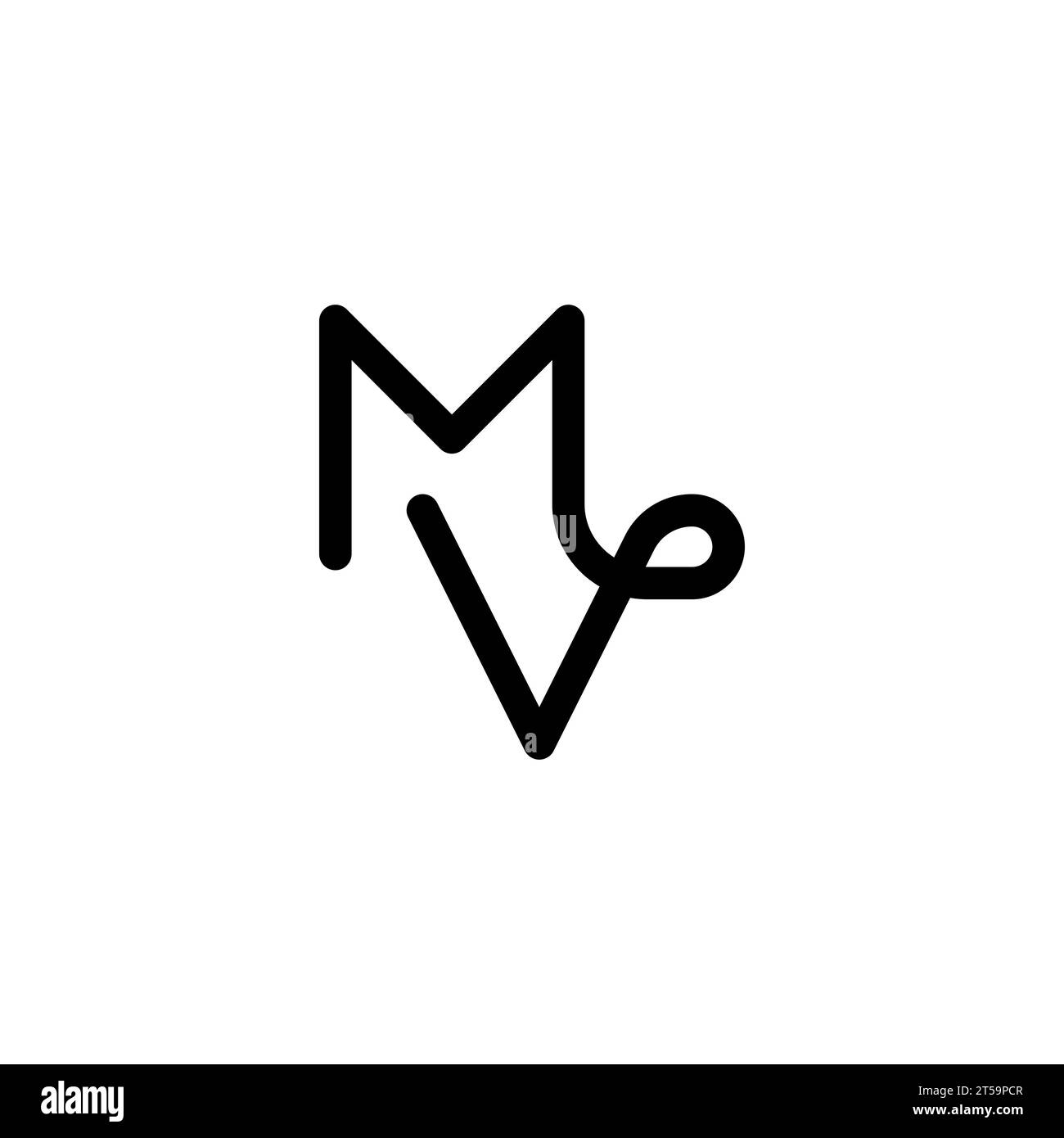 MV-Logo, MV-Monogramm, ursprüngliches MV-Logo, MV-Letter-Logo, Symbol, Vektor Stock Vektor