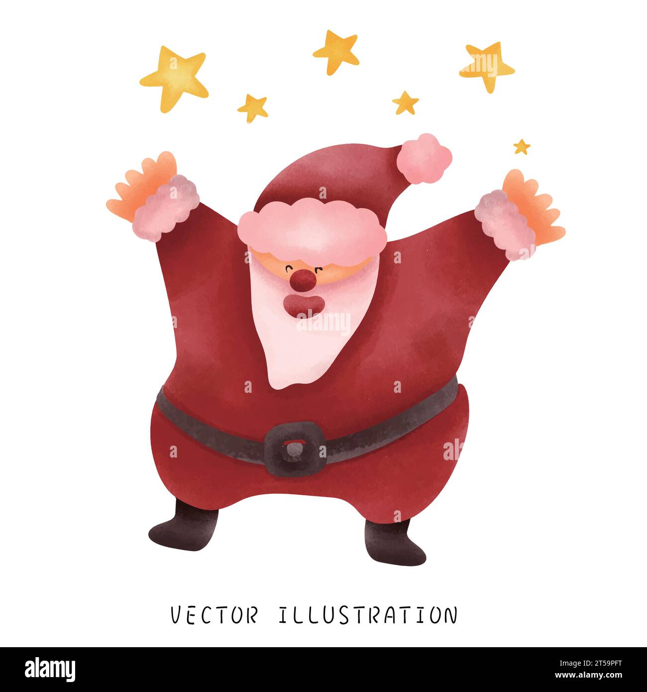 Handgezeichneter Weihnachtsmann und festliche Weihnachtsillustration Stock Vektor