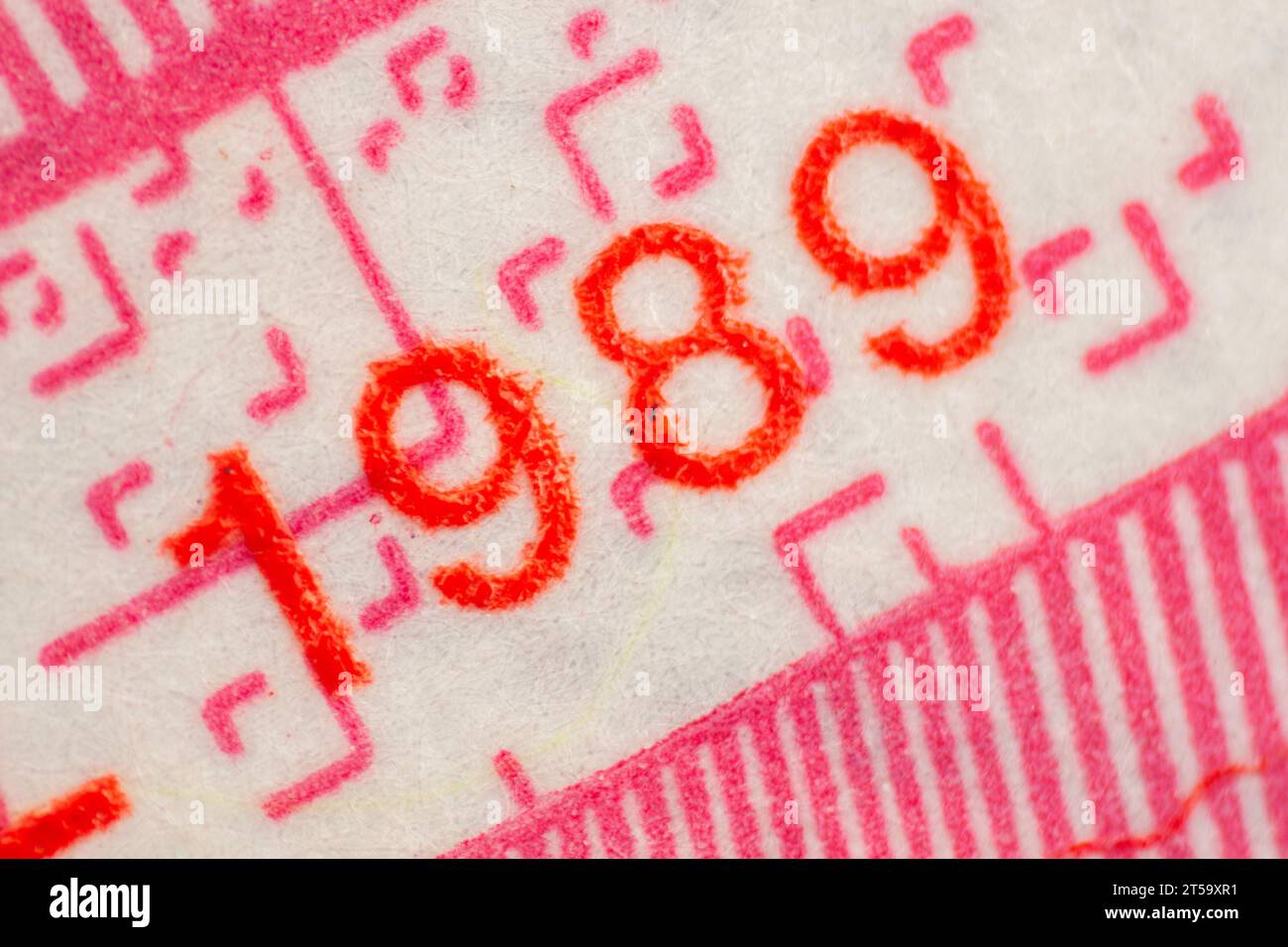 Einzelheiten zu einem alten niederländischen Währungsschein aus dem Jahr 1989 Stockfoto