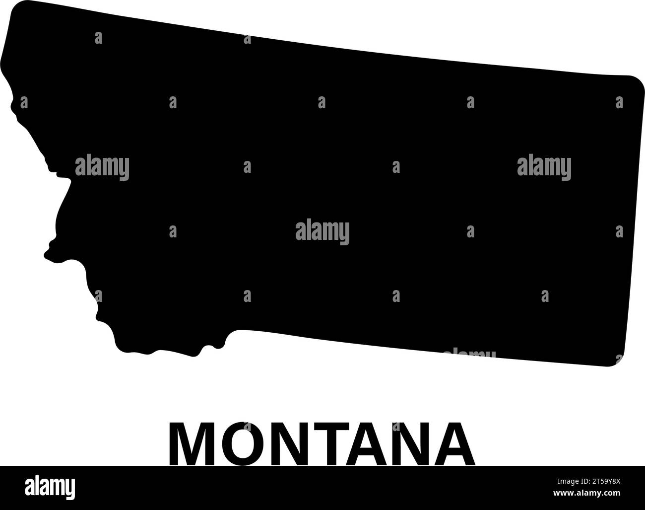 Silhouettensymbol für die Bundeslandkarte von Montana Stock Vektor