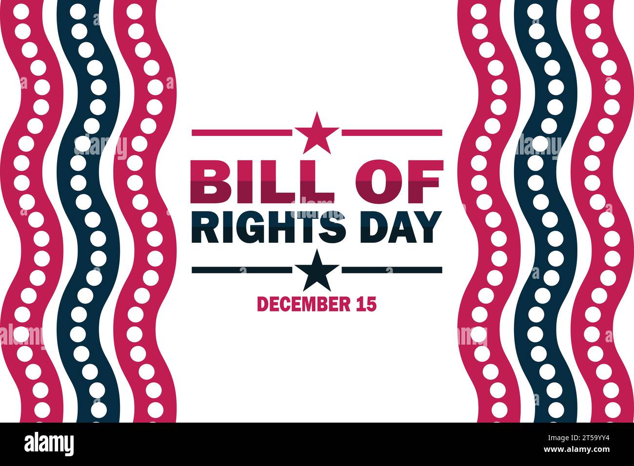 Vektor-Illustration für den Tag der Bill of Rights. Dezember. Urlaubskonzept. Vorlage für Hintergrund, Banner, Karte, Poster mit Textbeschriftung. Stock Vektor