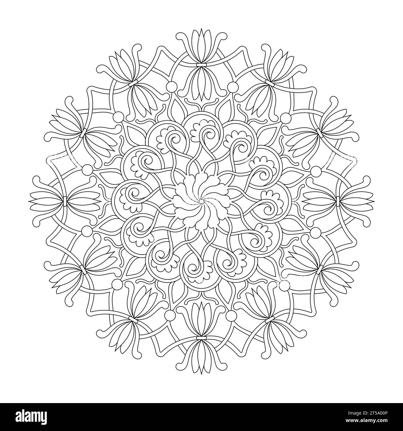 Celtic Mandala enigmatic Delight Malbuch-Seite für Erwachsene für KDP-Buchinnenraum. Friedliche Blütenblätter, Fähigkeit zum Entspannen, Gehirnerlebnisse, harmonische haben Stock Vektor
