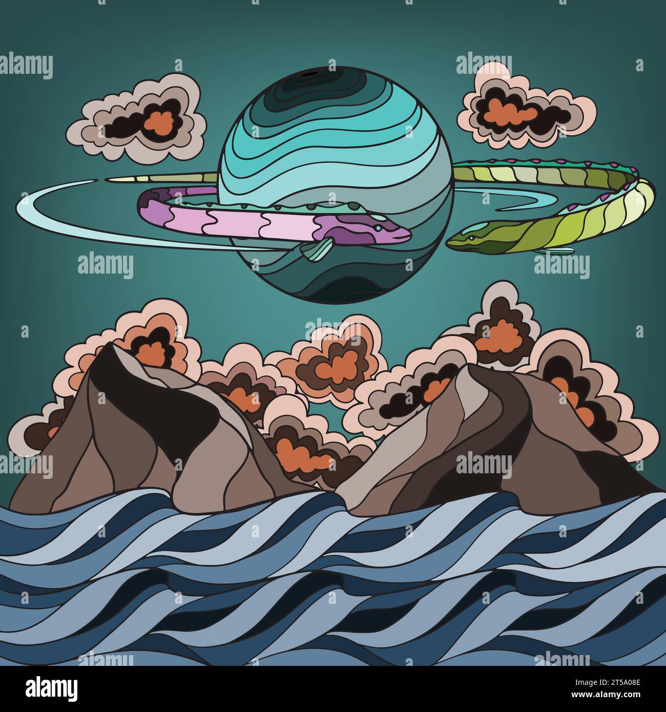 Riesige Meeresaale fliegen am Himmel Stock Vektor