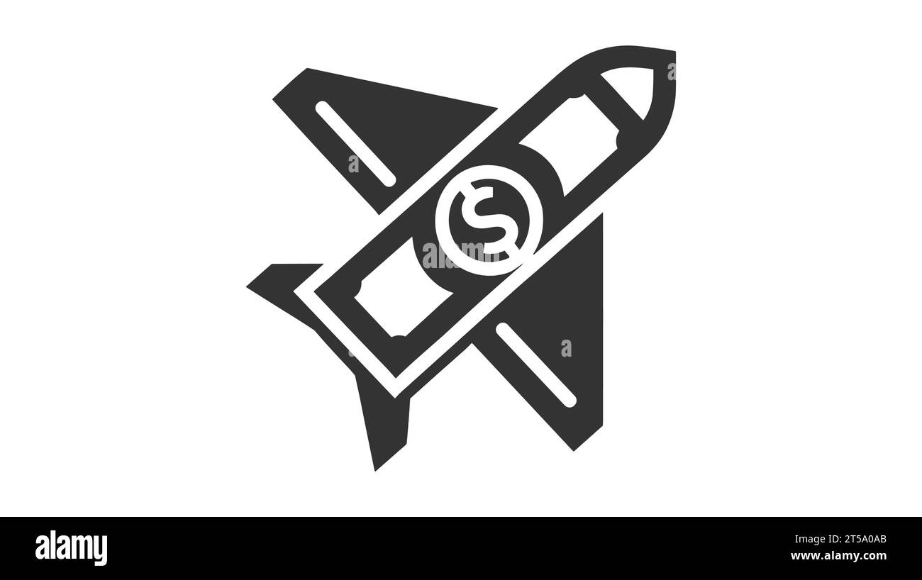 Ebene mit Dollarsymbol. Vektorillustration auf weißem Hintergrund. Stock Vektor