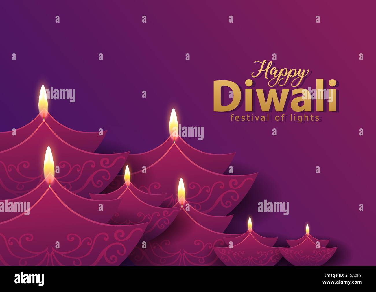 Frohes Diwali. Indische Feste des Lichts mit Papier Diya. vektor Illustration Design Stock Vektor