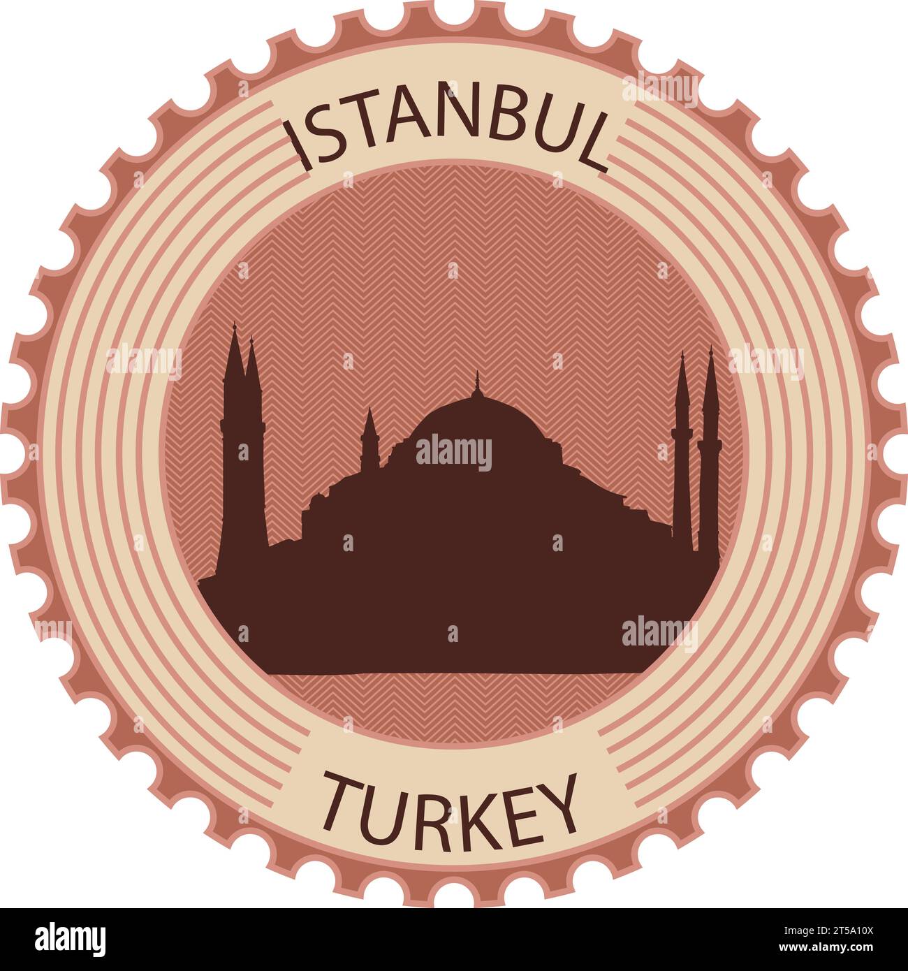 Siegel (Stempel) mit HAGIA SOPHIA MOSCHEE berühmtem Wahrzeichen von ISTANBUL, TÜRKEI Stock Vektor