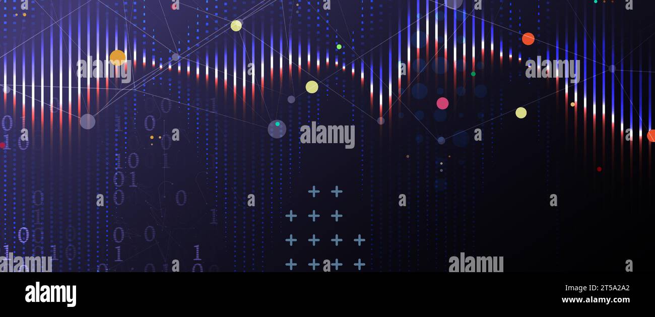 Quantum Verarbeitung. Vertieftes Lernen der künstlichen Intelligenz. Künftige neue Technologien für die Wirtschaft oder Wissenschaft Präsentation. Vector Hintergrund Stock Vektor