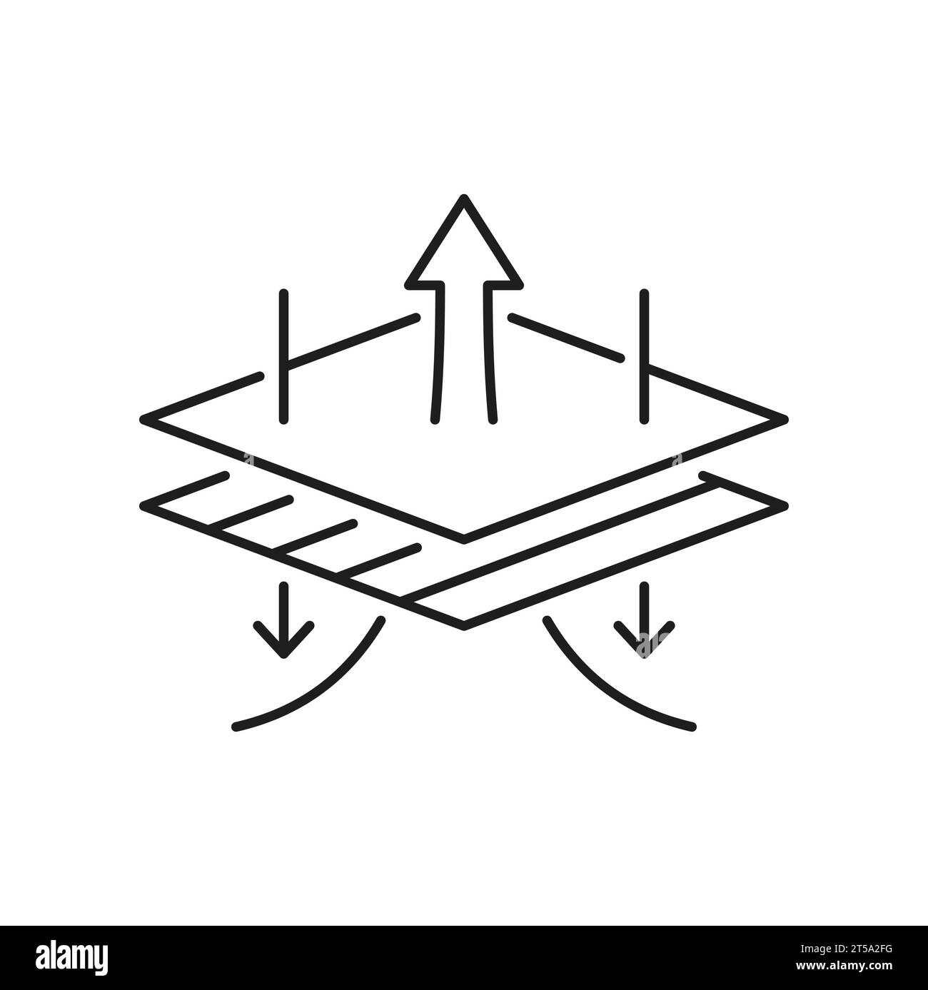 Atmungsaktives mehrlagiges Material, absorbierende Oberfläche, isolierte Umrisssymbole. Vector Airflow Textilschichten und wasserabweisendes Gewebe, thermisch abweisendes Textil Stock Vektor