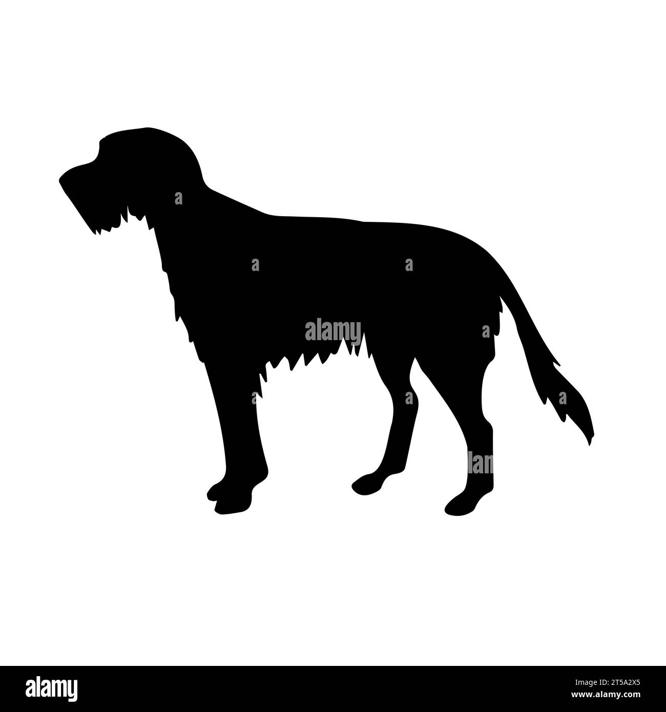 Vektor Hand gezeichnete Wolfhund Hund Silhouette isoliert auf weißem Hintergrund Stock Vektor