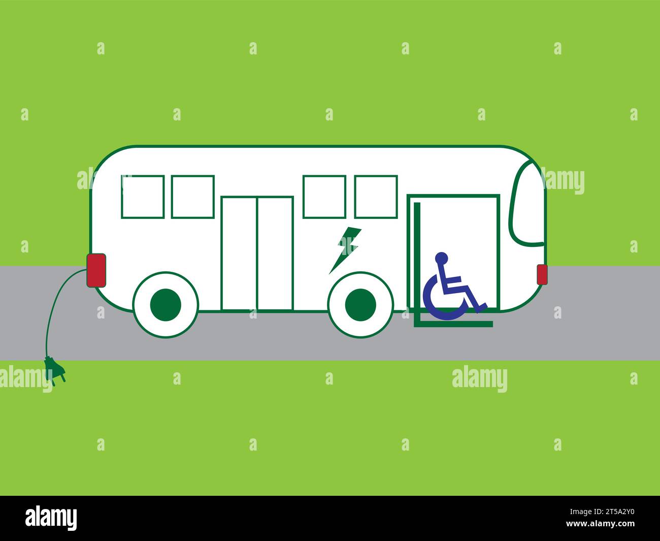 Rollstuhlrampe mit Elektrobus für Behinderte Stock Vektor