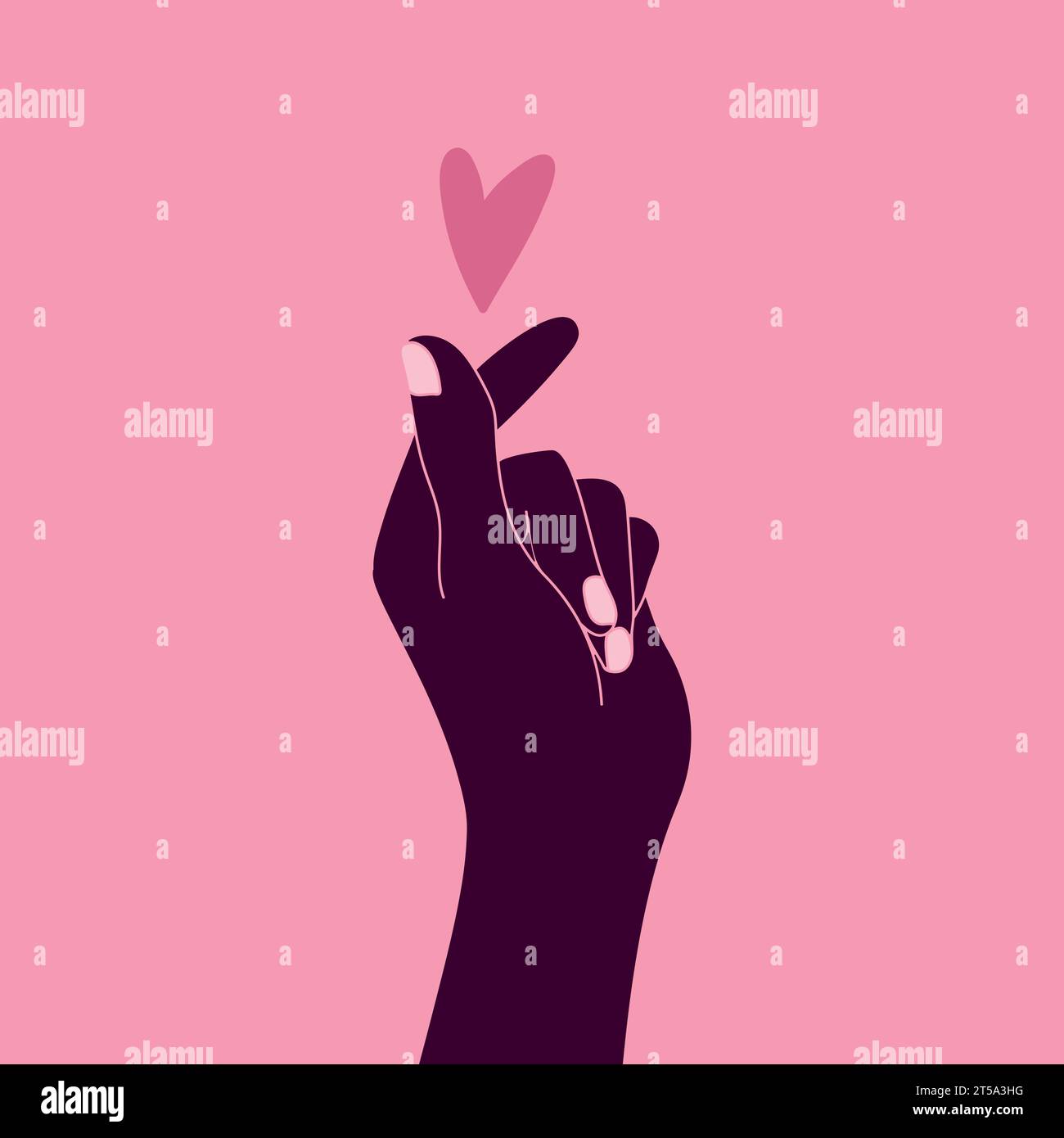 Menschliche Hand mit Zeichen der Liebe und des Herzens. Geste, die bedeutet, Liebe und Sympathie zu geben. Vektorabbildung Stock Vektor