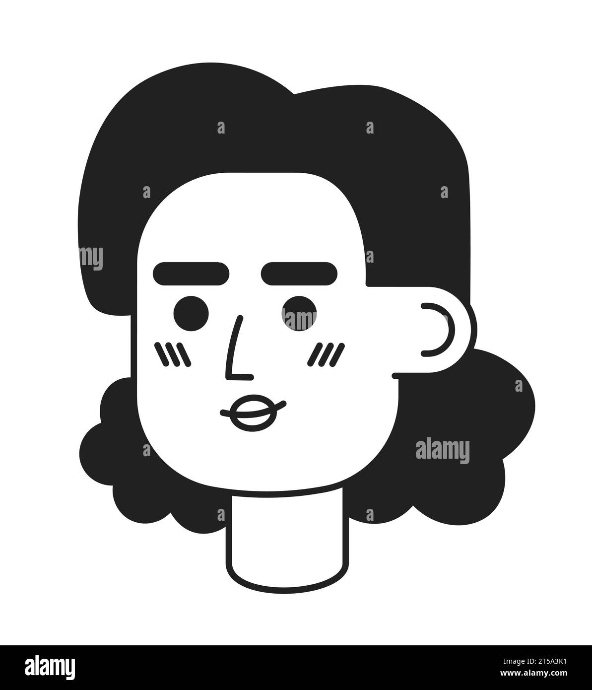 Lächelnde Frau hispanic Erwachsene schwarz-weiße 2D Vektor-Avatar Illustration Stock Vektor