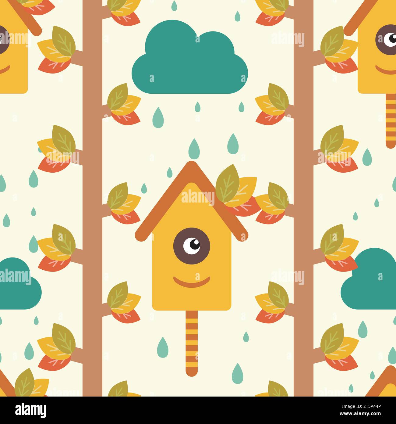 Nahtloses Muster mit Vogelhäuschen. Vektor Stock Vektor