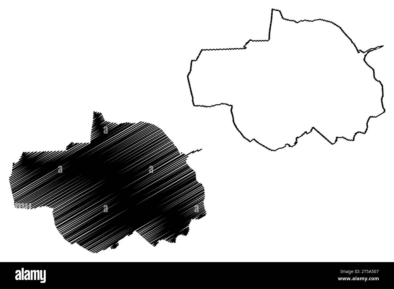 Vught Stadt und Gemeinde (Königreich der Niederlande, Holland, Nordbrabant oder Provinz Noord-Brabant) Kartenvektordarstellung, Scribble Sketch ma Stock Vektor