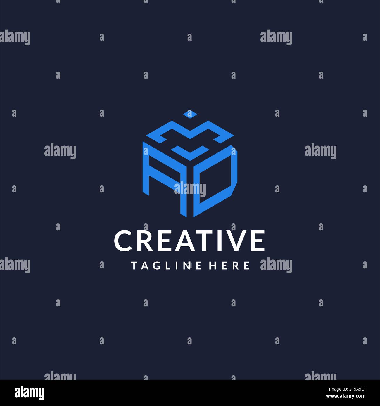 AD-Logo-Sechseck-Designs, Bestes Monogramm-Initiallogo mit sechseckiger Form, Inspiration für Design-Ideen Stock Vektor