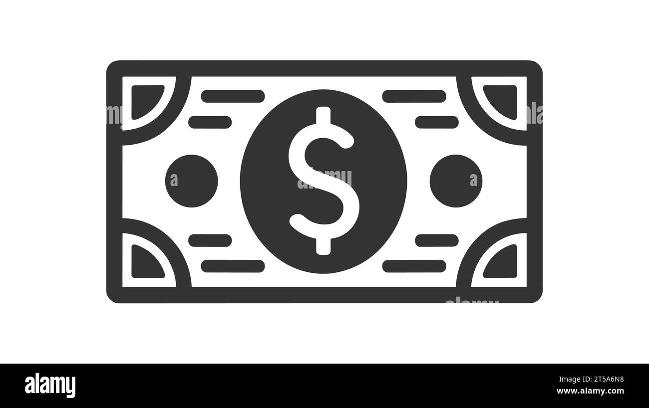 Lineares Symbol für Dollarscheine. Gehaltsauszahlung. Finanzoperationen. Unternehmensinvestitionen. Stock Vektor