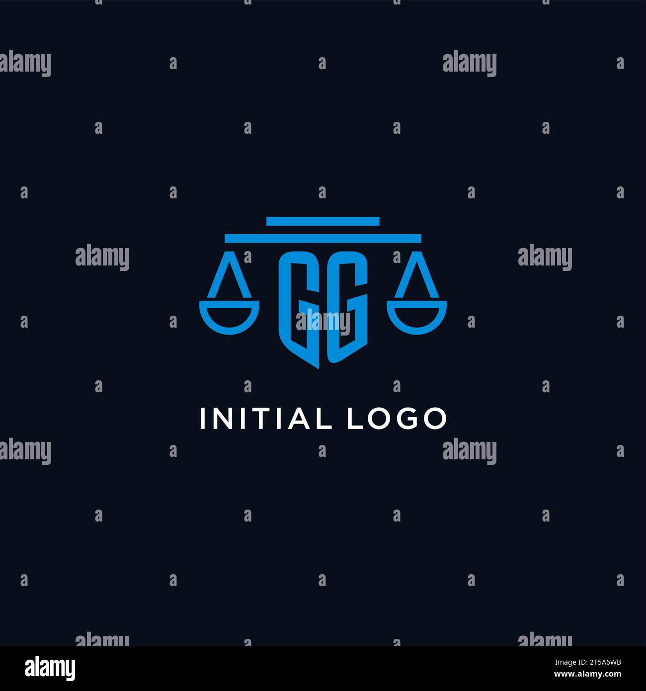 GG-Monogramm-Anfangslogo mit Skalen der Gerechtigkeit Icon Design Inspiration, Vektorgrafik Stock Vektor