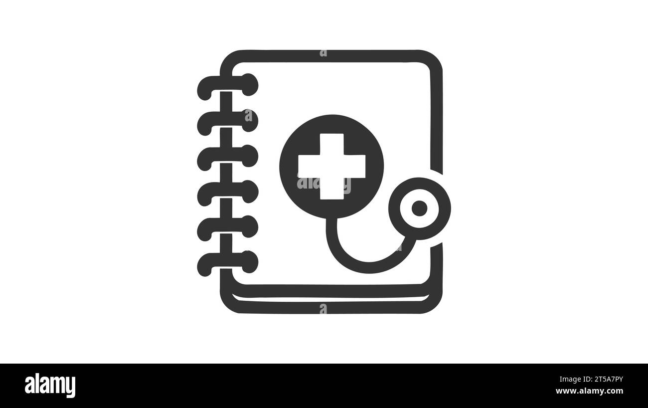 Medizinische Aufzeichnungen Buch Icon Vektor, feste Logo Illustration, Piktogramm isoliert auf weiß Stock Vektor