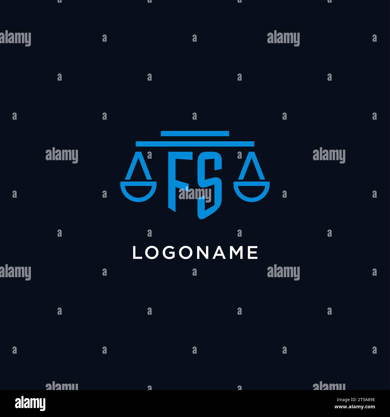 FS-Monogramm-Initiallogo mit Skalen der Gerechtigkeit Icon Design Inspiration, Vektorgrafik Stock Vektor