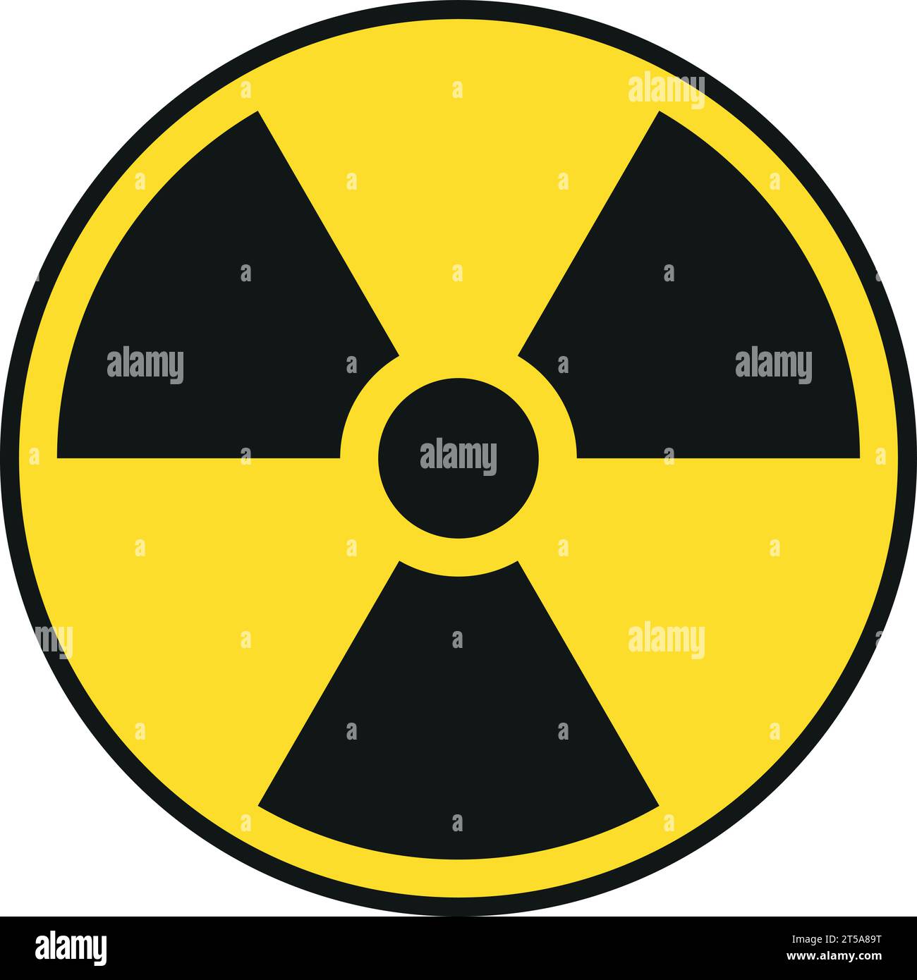Strahlenwarnschild, schwarzes und gelbes Gefahrensymbol, Vektor isoliert auf weiß Stock Vektor