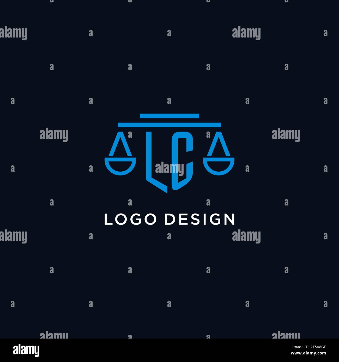 Initiallogo des LC-Monogramms mit Inspiration im Design der Skala of Justice, Vektorgrafik Stock Vektor