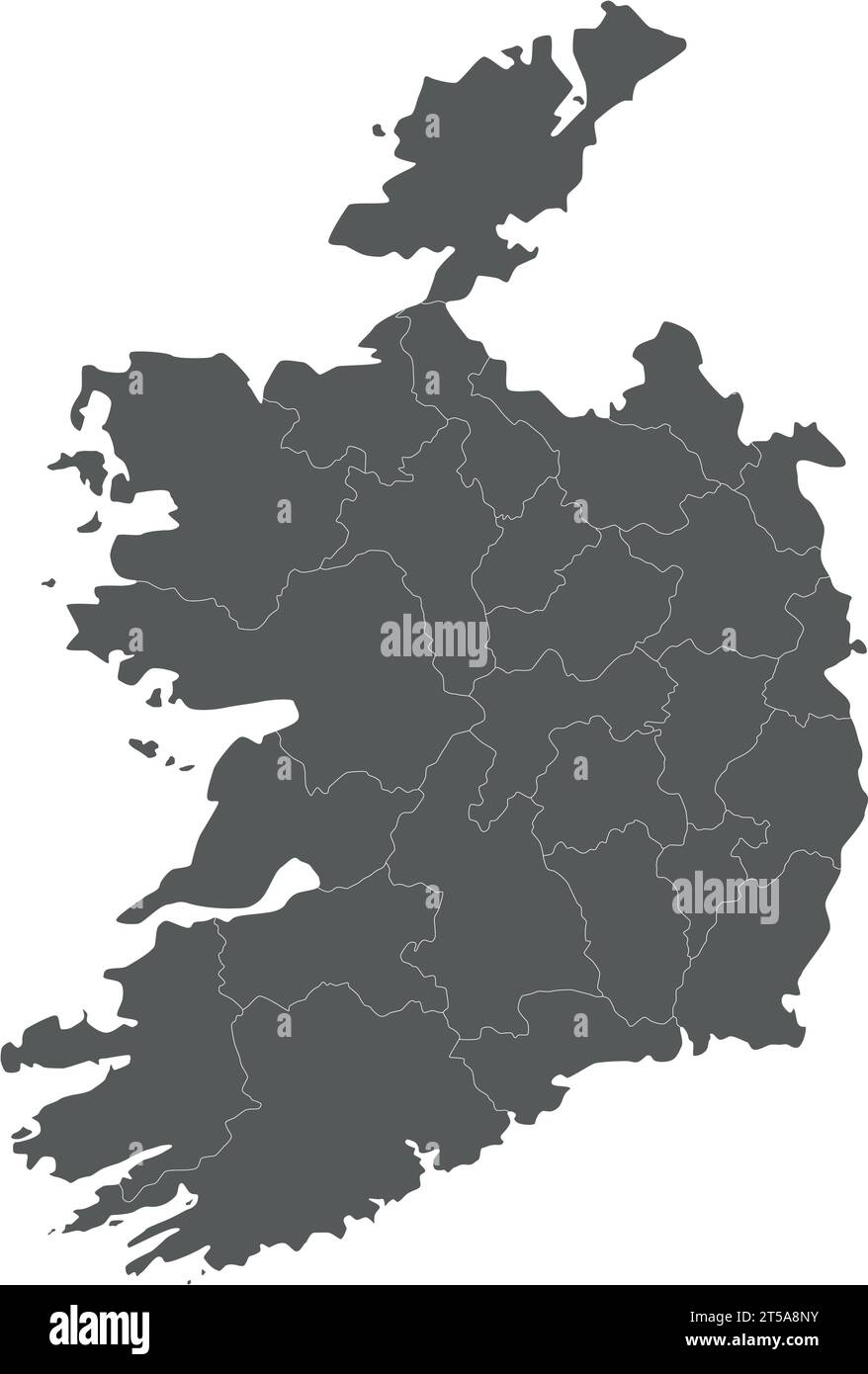 Leere Vektor-Karte von Irland mit Grafschaften und Verwaltungseinheiten. Bearbeitbare und klar beschriftete Ebenen. Stock Vektor
