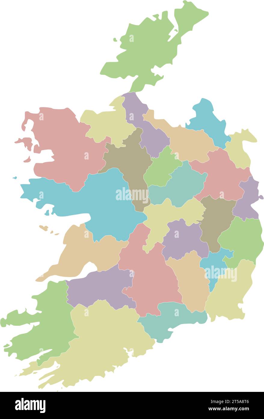 Leere Vektor-Karte von Irland mit Grafschaften und Verwaltungseinheiten. Bearbeitbare und klar beschriftete Ebenen. Stock Vektor